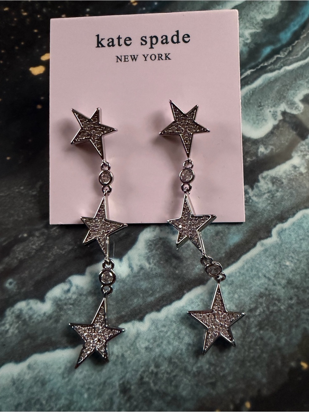 kate spade Silver Pavé Star Drop Dangle Earrings